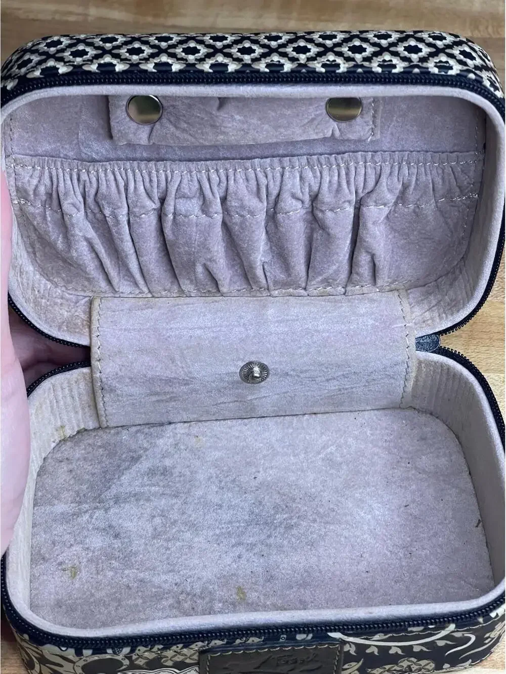 Vintage Fossil Coated Canvas Cashmere patterns Cosmetic Makeup  Jewelry Case